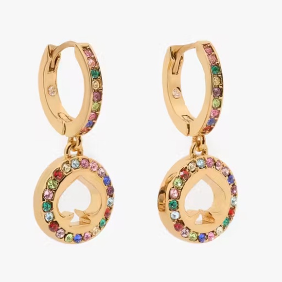 KATE SPADE Spot The Spade Pave Halo Huggie Earrings - Picture 1 of 5